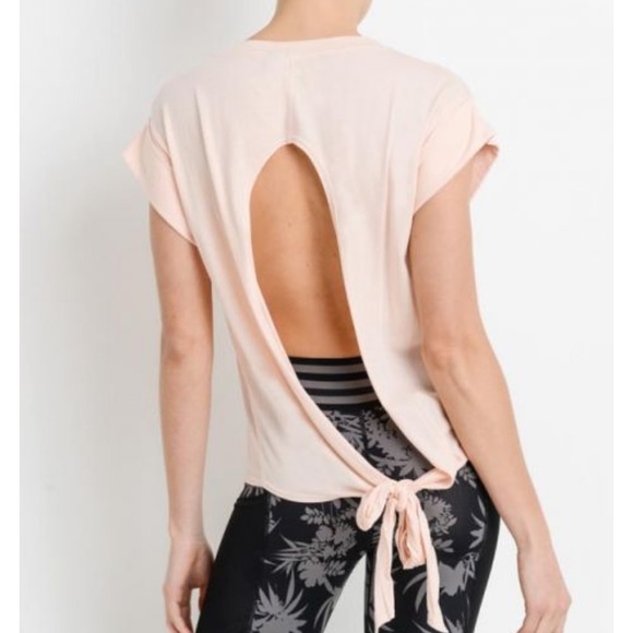 Mono B Tops - Athletic Peachy Keen Open Back Tie Tee Top